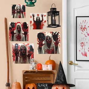 5-piece Halloween zombie blood hand wall sticker set for horror theme home decoration