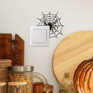 Halloween black spider and cobweb wall sticker for home switch socket decoration