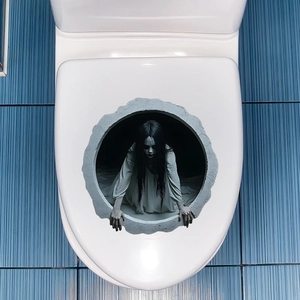 Halloween 3D wall sticker featuring a ghost girl emerging from the toilet lid