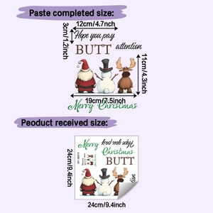 Détails des dimensions des stickers de Noël avec Père Noël et bonhomme de neige
