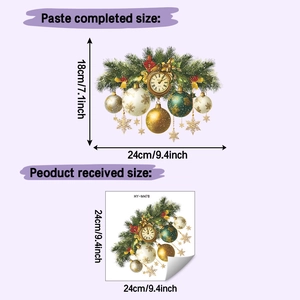 Detailed size chart for Christmas bell wall sticker showing layout and finished dimensions