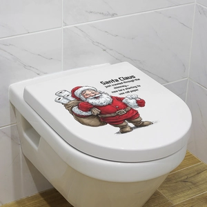Humorous Christmas Santa Claus Toilet Seat Lid Sticker PVC Waterproof Removable Decal For Bathroom Holiday Home Decor