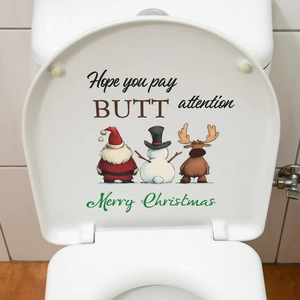 Autocollants de toilette de Noël Père Noël Bonhomme de neige Renne avec texte drôle