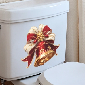 3D Weihnachtsglocken Aufkleber mit roter Schleife für WC und Heimdekoration