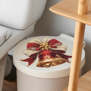 Weihnachts-WC-Sitz Aufkleber mit festlicher roter Schleife und goldenen Glocken