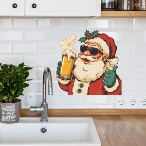 Christmas Santa beer thumbs up wall sticker for living room decor and home styling