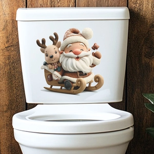 Weihnachts-Aufkleber für Toilettendeckel mit Weihnachtsmann und Rentier Motiv Deko