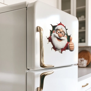 3D Christmas Santa Claus thumbs-up wall decal for home kitchen refrigerator decor
