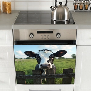 Self-adhesive cow and fence wall sticker for kitchen dishwasher and cabinet decor