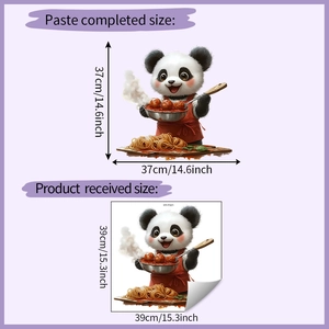 Detailed size specifications for cartoon panda chef kitchen wall sticker mural