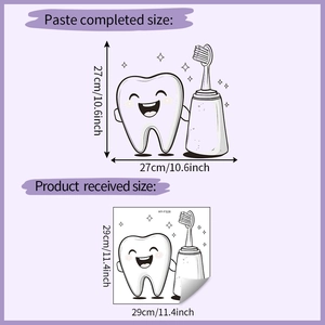 Detailed wall sticker size guide showing 27x27cm layout and 29x29cm original sheet
