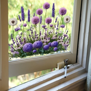 Purple Allium Lavender Wall Sticker PVC Self Adhesive Glass Window Decal For Home Kitchen Bathroom Bedroom Decoration Sticker
