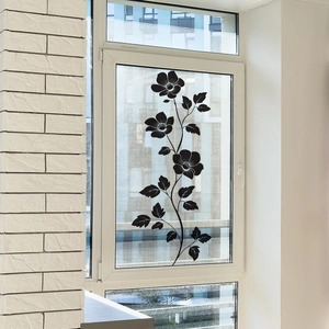 Self-adhesive black flower wall stickers for living room home decor application