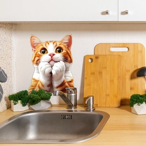 3D Cartoon Ginger Cat Wall Sticker Removable PVC Waterproof Refrigerator Decal For Kitchen Bathroom Home Decor