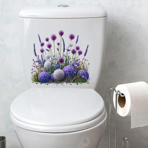 Purple floral onion flower wall stickers for bathroom toilet tank home decoration