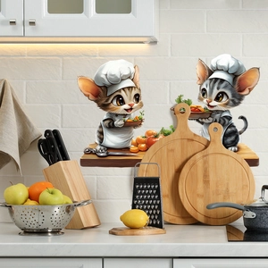Cute cartoon cat chef wall stickers for kitchen home decor and creative DIY wall art