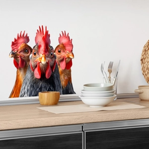 Vibrant rooster wall decal sticker for kitchen decor with lifelike feather texture