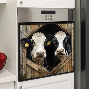 3D Cartoon Cow Barn Window Wall Sticker Waterproof PVC Self Adhesive Decal For Dishwasher Oven Cabinet Kitchen Home Decor