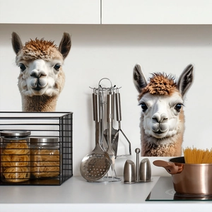 Adhesive wall sticker featuring cute alpaca design for modern home and kitchen decor