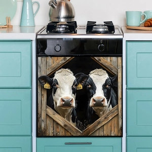 Farmhouse style self-adhesive cow decal for kitchen cabinet dishwasher decoration