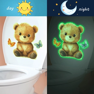 Luminous cartoon bear and butterfly wall stickers with day and night glow effect