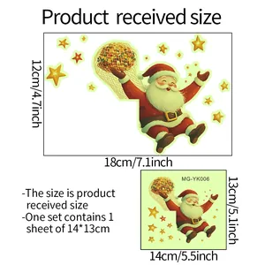 Größentabelle mit 18x12cm und 14x13cm Maßen für leuchtende Weihnachtsmann Wandaufkleber