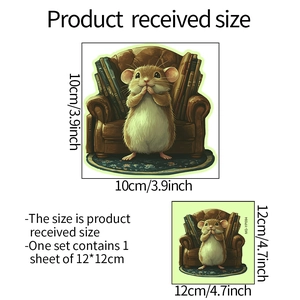 Glow-in-the-dark mouse reading on sofa wall sticker for kids room decor 10x10cm