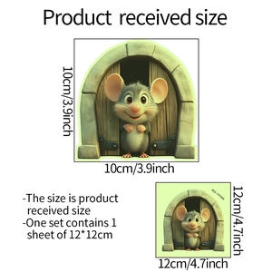 Glow-in-the-dark 3D cartoon mouse wall sticker with door design for home decoration