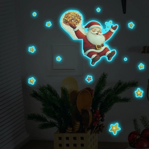 Leuchtende Weihnachten Weihnachtsmann Stern Wandaufkleber Glow In The Dark PVC Schalter Dekoration Für Zuhause Party Wandtattoos