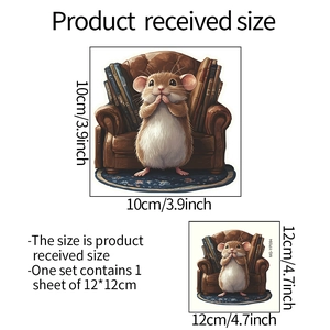 Detailed size specifications for mouse reading on sofa wall sticker MG-YP094