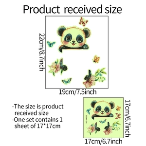 Dimensions du sticker mural panda et papillon lumineux pour décoration MG-YK025