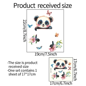 Stickers muraux panda aquarelle lumineux avec papillons et fleurs pour décoration