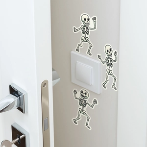 Glow-in-the-dark dancing skeleton stickers for Halloween wall and switch decoration