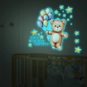 Stickers muraux ours et étoiles lumineux décoratifs pour chambre d'enfant dans le noir