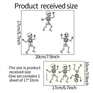 Detailed dimensions of Halloween skeleton stickers for wall light switch decoration