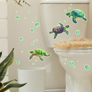 Adesivi per tartarughe marine luminose per bagno e coperchio del water