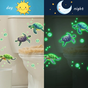 Adesivi per bagno tartaruga marina luminosi con effetto giorno e notte al buio