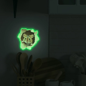 3D glow-in-the-dark cartoon mouse hole wall sticker with green fluorescent effect