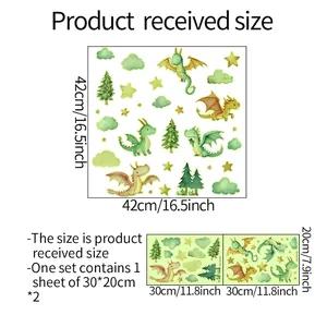 Guide des tailles stickers muraux dragons lumineux 42x42cm déco chambre enfant