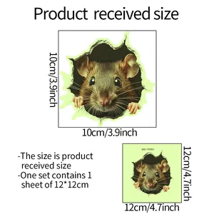 Detailed size specifications for creative 3D luminous wall sticker measuring 12x12cm