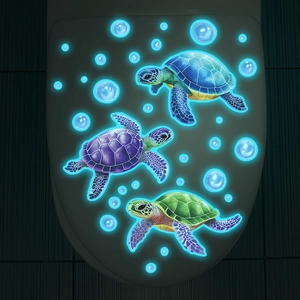 Adesivi per tartarughe luminose con effetto bagliore blu per il bagno e il coperchio del WC