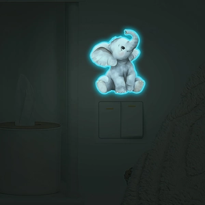 Luminous cartoon elephant wall sticker for light switch glow in the dark decor