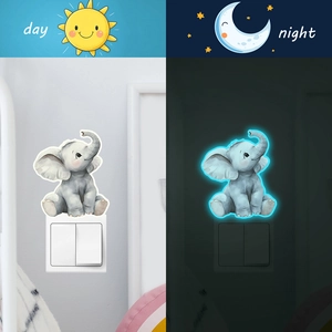 Luminous cartoon elephant light switch sticker for wall decoration day and night visual effect