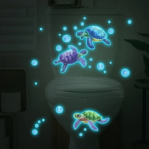 Adesivi per bagno tartaruga marina luminosi effetto blu fluorescente