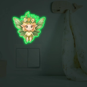 Luminous Fairy Switch Sticker Glow In The Dark Cartoon Forest Elf Wall Decal For Kids Room Home Decor Waterproof PVC Sticker