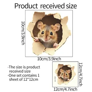 Luminous 3D mouse hole wall sticker for kids rooms size 12x12cm model MG-YP087