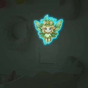 Glow-in-the-dark forest fairy light switch wall sticker for home decor in dark room