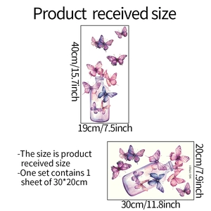Luminous watercolor butterfly wall stickers in a glass bottle showing package dimensions