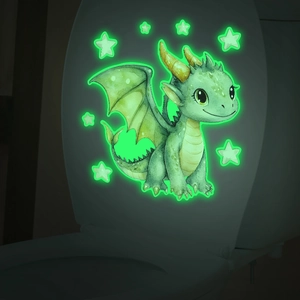 Luminous green dragon and stars wall sticker for children's bathroom decoration