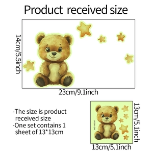 Size specifications for MG-YK035 luminous bear and stars wall stickers for home decor